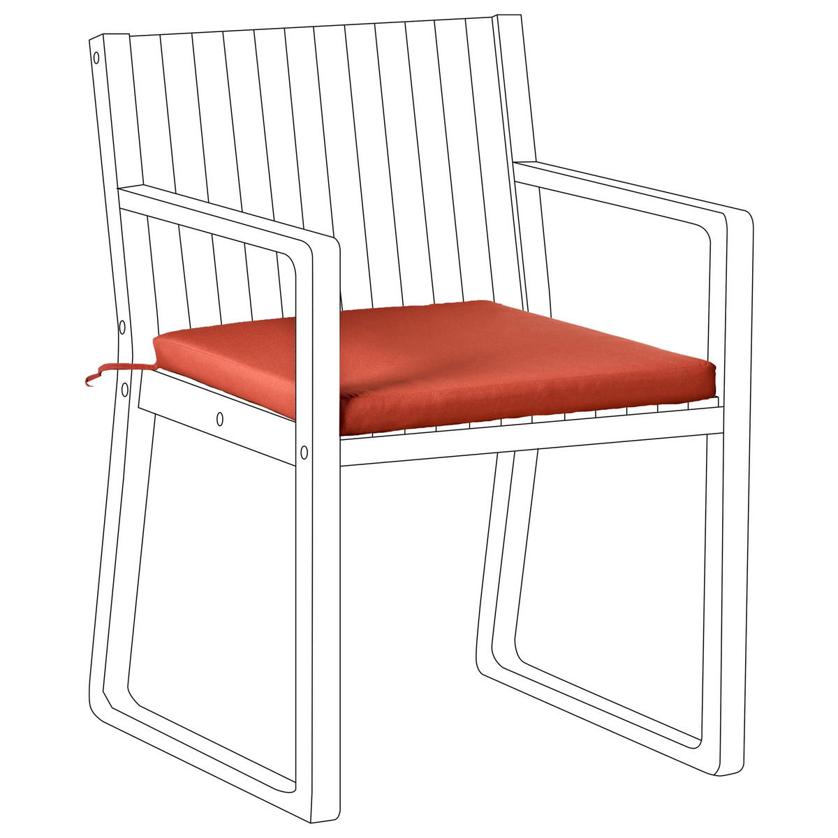 Gartenstuhlkissen Rot 46/46 cm Sassari Premium - Rot, Textil (46/5/46cm) - Beliani