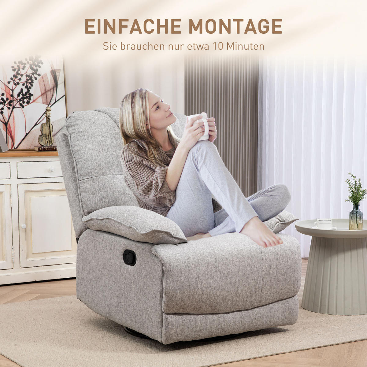 FERNSEHSESSEL Polyester, Schaumstoff Grau - Grau, Textil (101/105/89cm) - HOMCOM