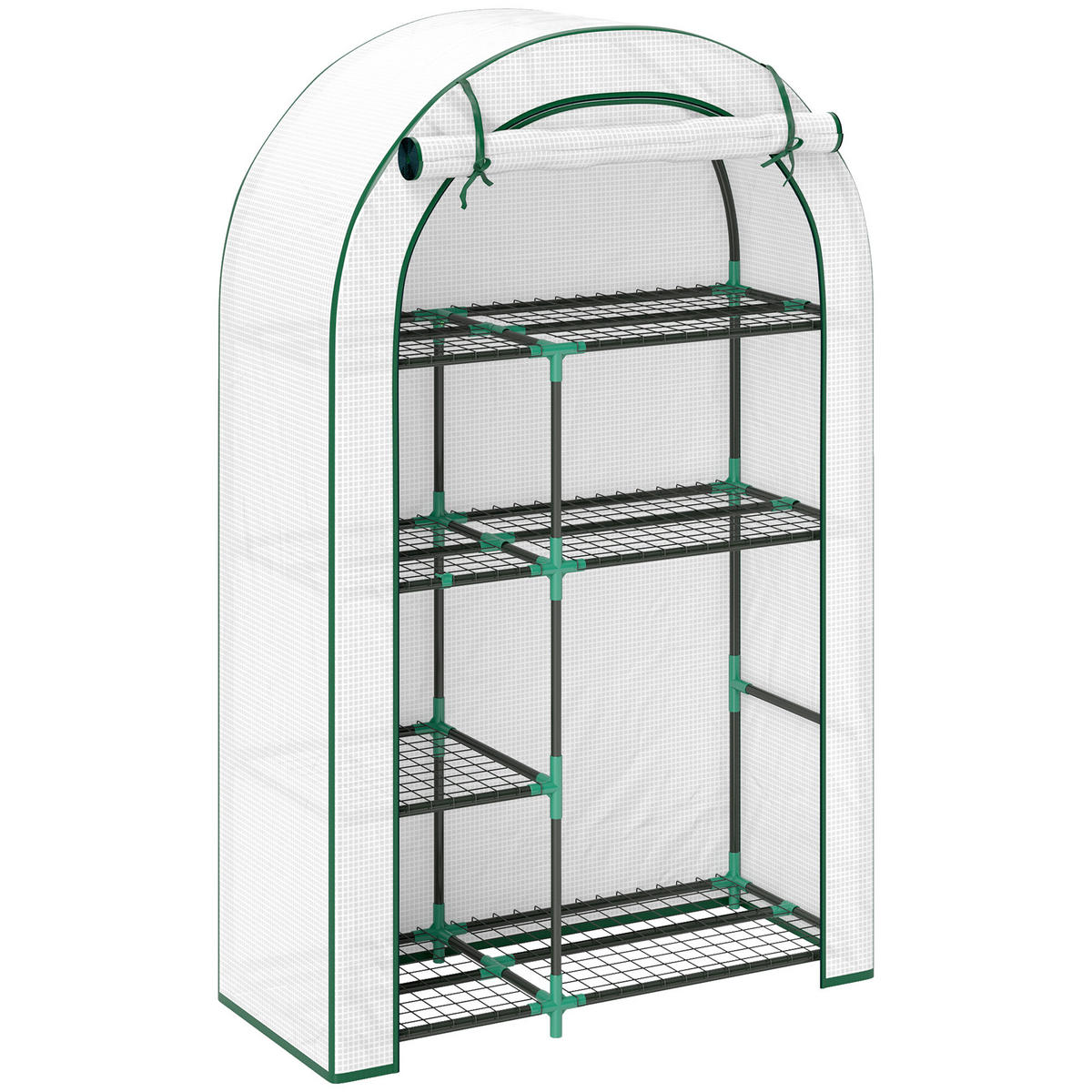 GEWÄCHSHAUS, 100L x 45B x 160H cm - Weiß, Kunststoff/Metall (45/160/100cm) - Outsunny