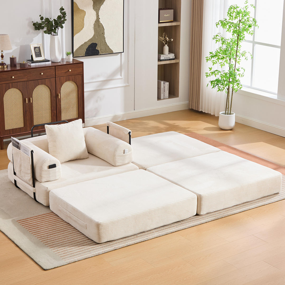 SCHLAFSOFA DE-33789 frei kombinierbar Beige - Beige, Metall (112/67/190cm) - ComfortXL