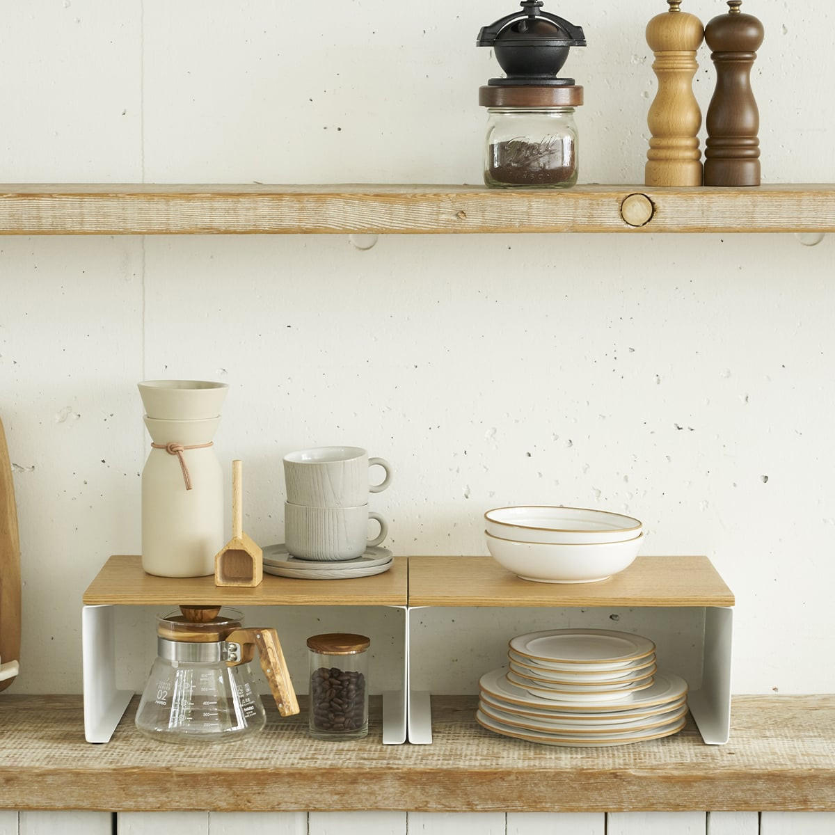 AUFBEWAHRUNGSREGAL Stapelbar - 30,5/22/14,5 cm - Weiß, Metall (22/14.5/30.5cm) - Yamazaki