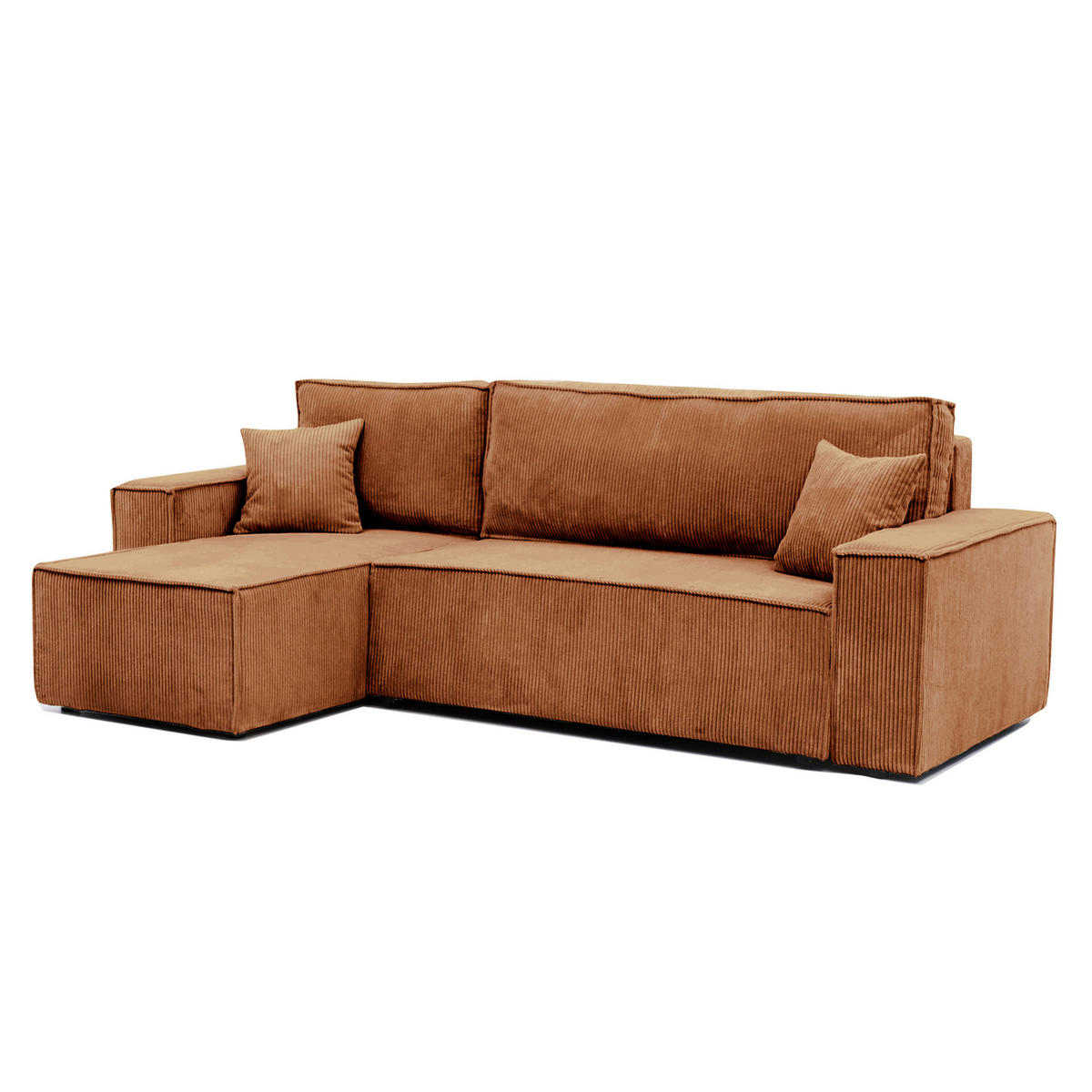ECKSOFA Paris mit Schlaffunktion Cord - Braun/Honig, Textil (244/155cm) - Idohome