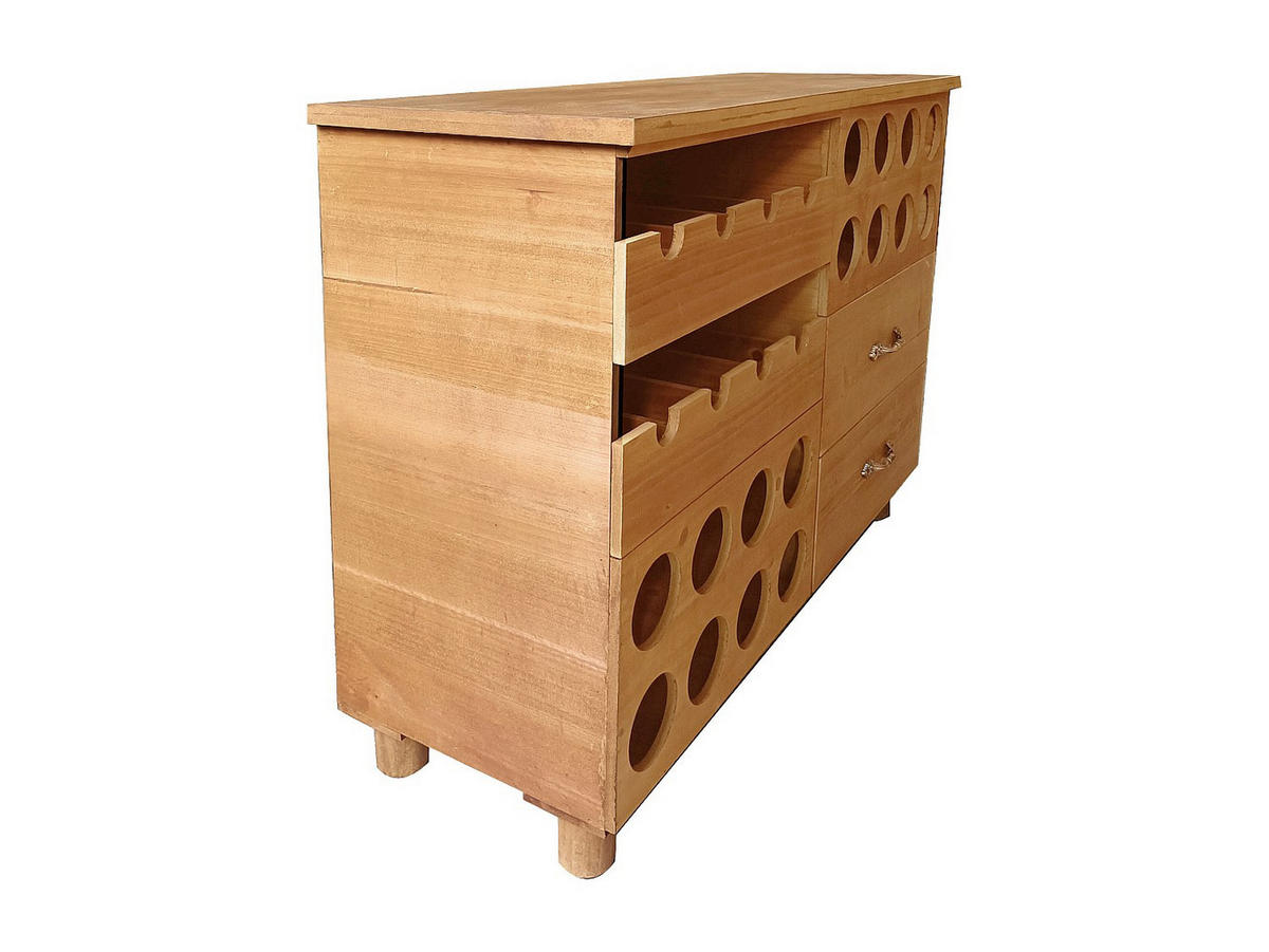 FLASCHENREGAL - Tannenholz & MDF - 90 x 32 x 69 cm - Holzfarben - RIOJA - Naturfarben, Holz (90/69/32cm) - Vente-Unique