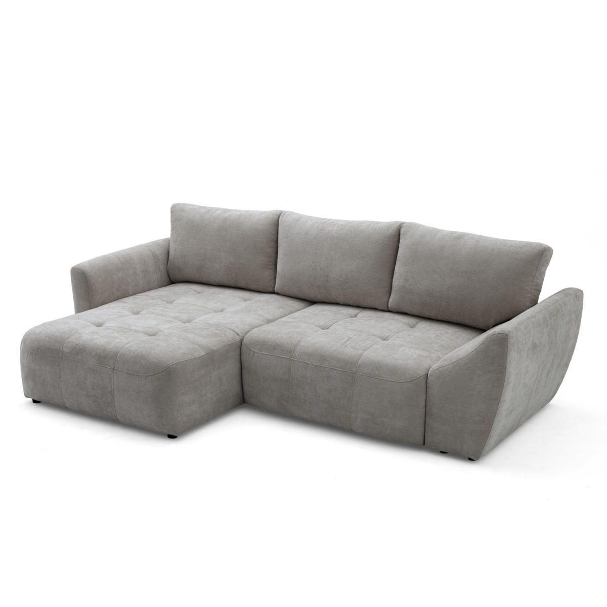 ECKSOFA NICE L Links mit Schlaffunktion 137x204 Chenille Grau - Schwarz/Grau, Holz/Textil (260/165cm) - Muffo