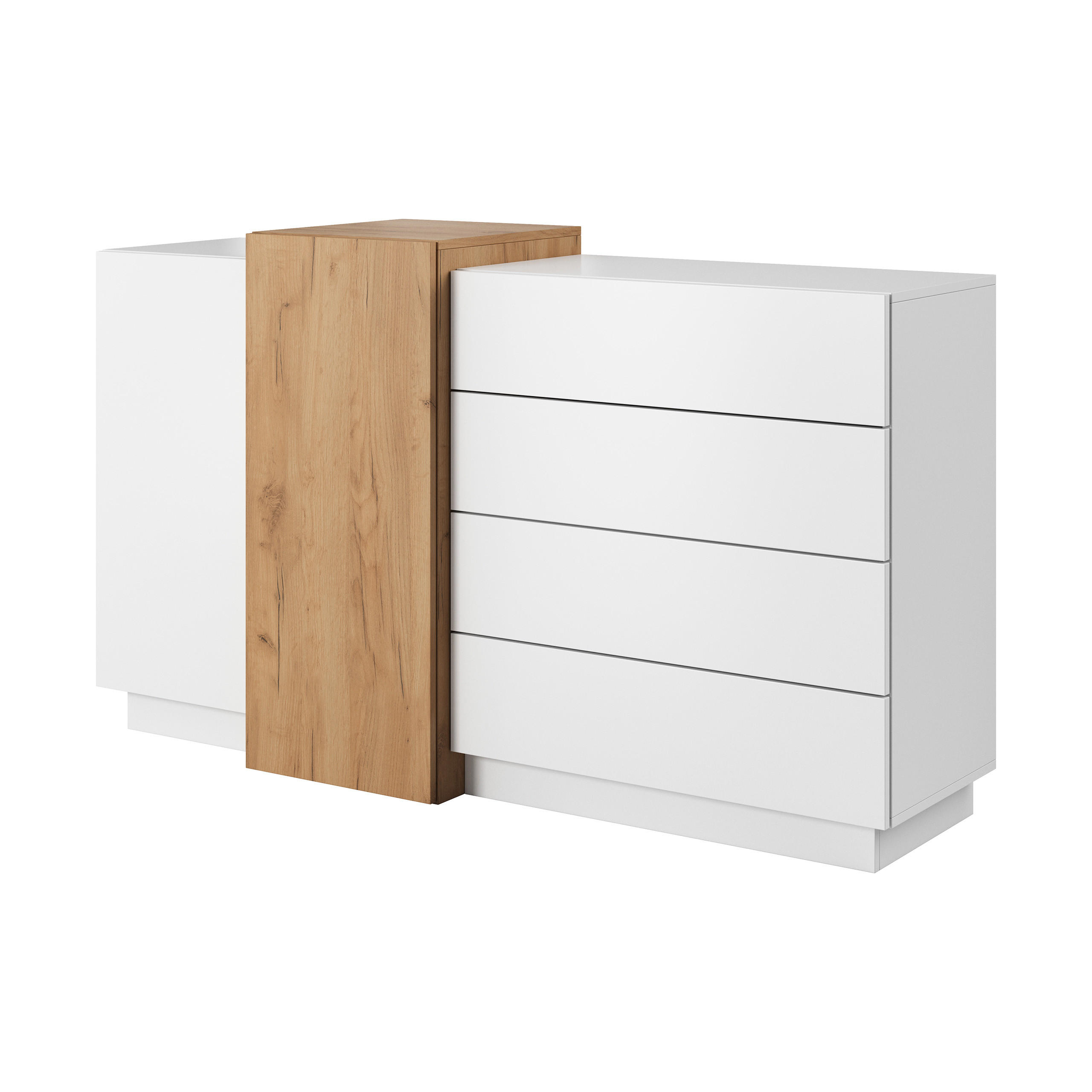 SIDEBOARD TRES 160/94/45 cm mit 4 Schubladen und 2 Türen Weiß - Orange/Weiß, Holzwerkstoff (160/94/45cm) - MASSENO