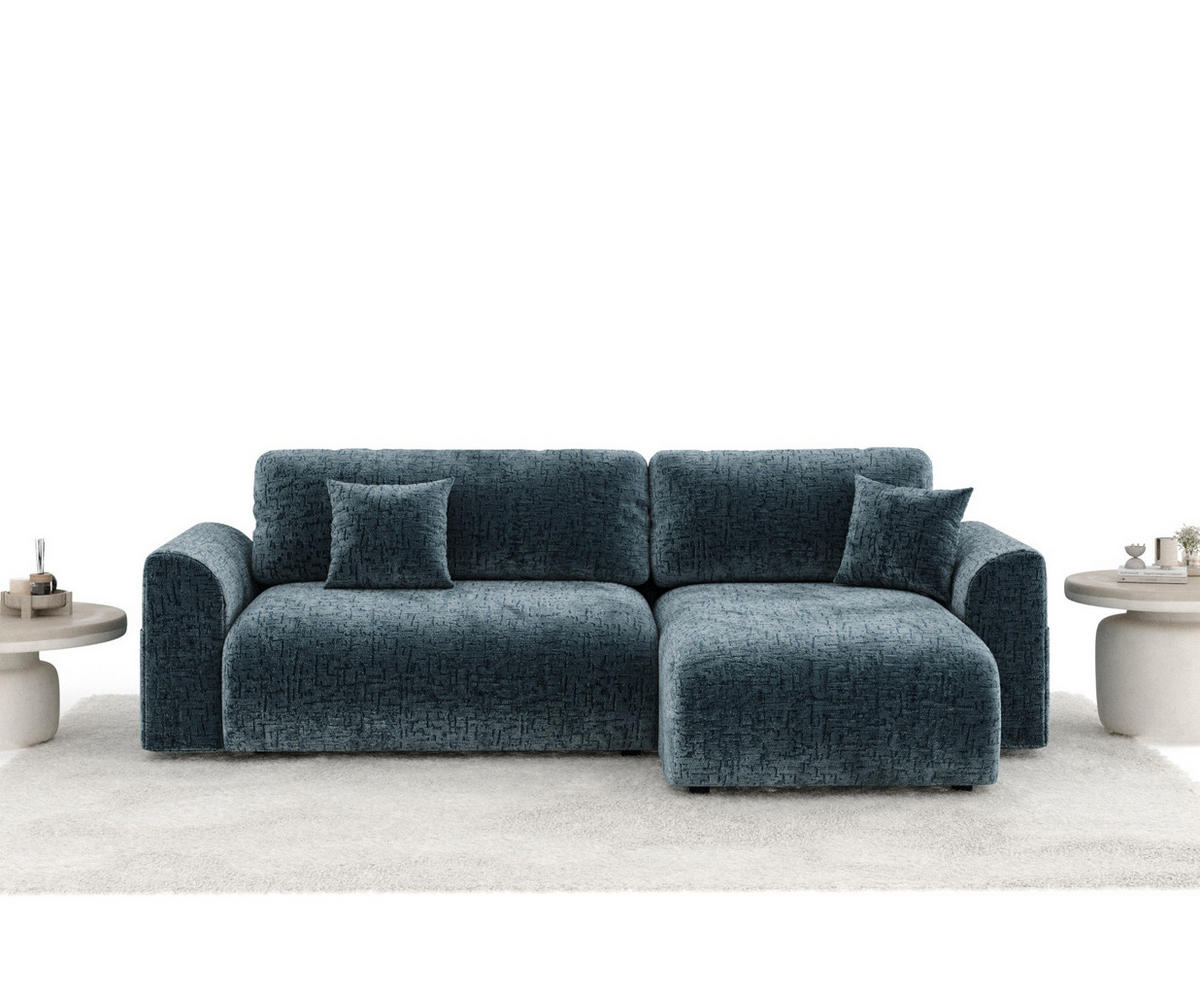 ECKSOFA MIT SCHLAFFUNKTION Bodega Blau Grau Chenille - Blau/Blaugrau, Holz/Holzwerkstoff (235/138cm) - Maison de Reve