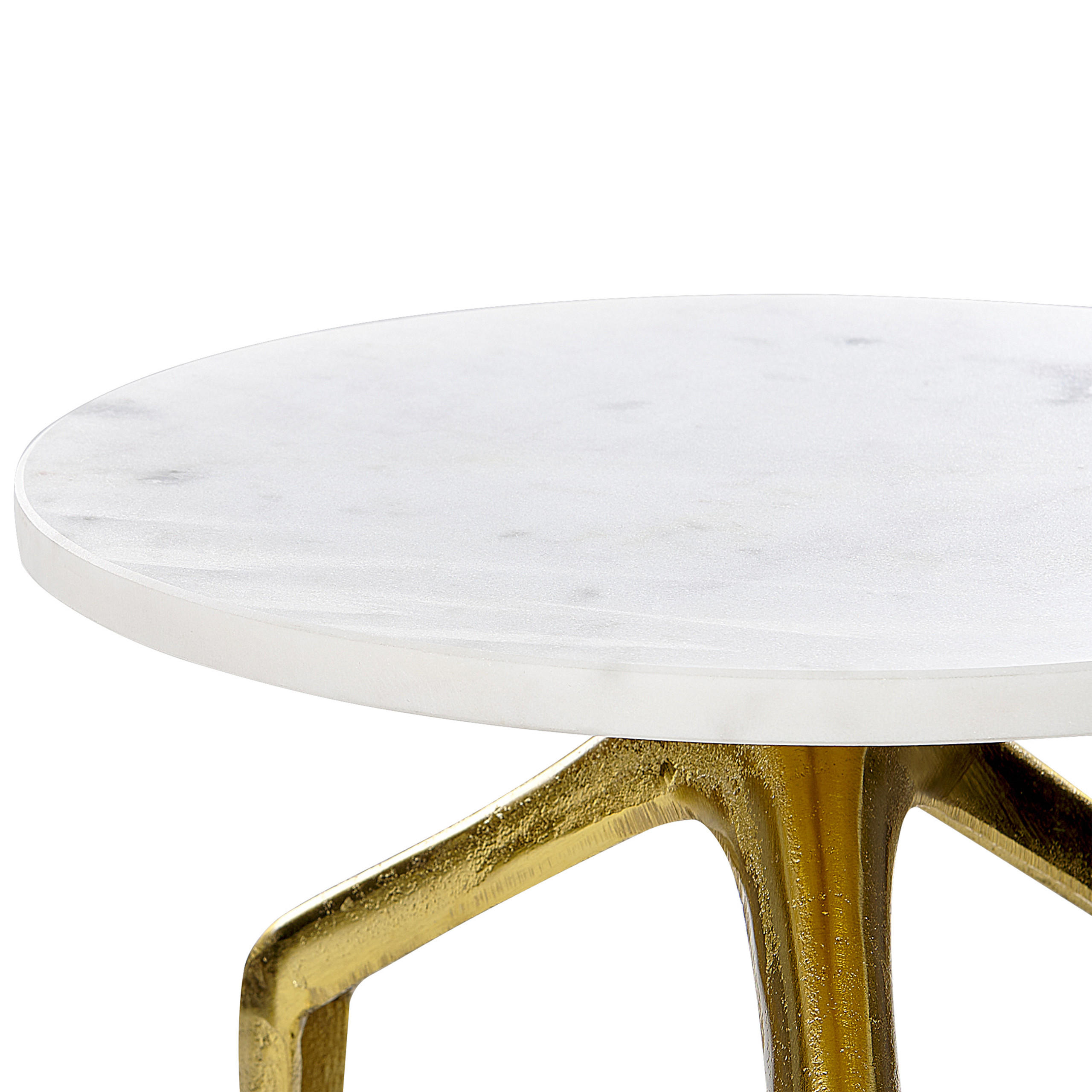 BEISTELLTISCH Marmor weiß/gold rund 30 cm Tilpa - Goldfarben/Weiß, Stein (30/30/54cm) - Beliani