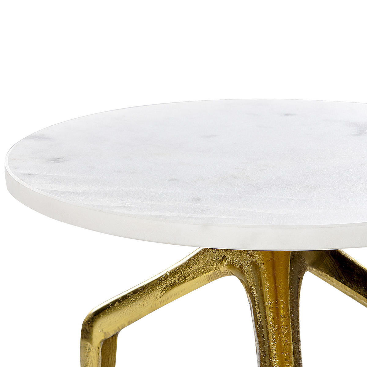 BEISTELLTISCH Marmor weiß/gold rund 30 cm Tilpa - Goldfarben/Weiß, Stein (30/30/54cm) - Beliani