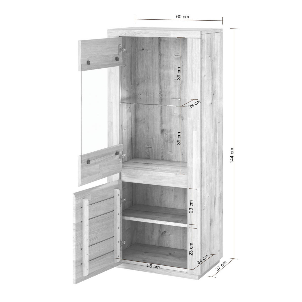 VITRINE Skagen - Eichefarben, Holz (60/144/34cm) - kiki design