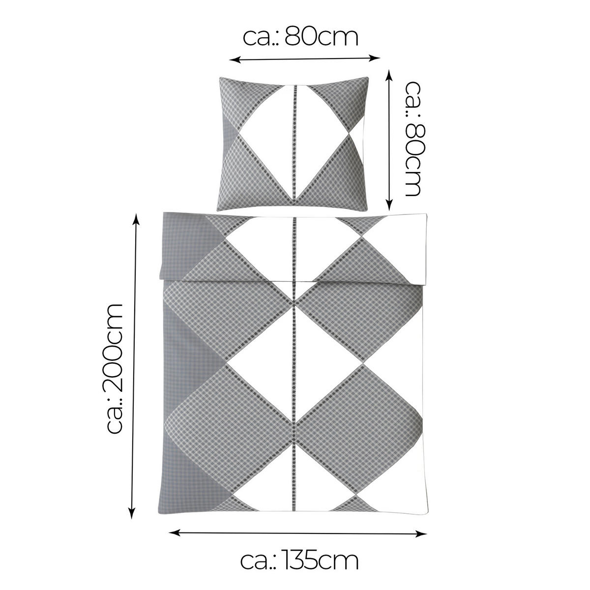 BETTWÄSCHE-SET (135x200cm) - Sardinien - Hellgrau, Textil (135/200cm) - Bestlivings