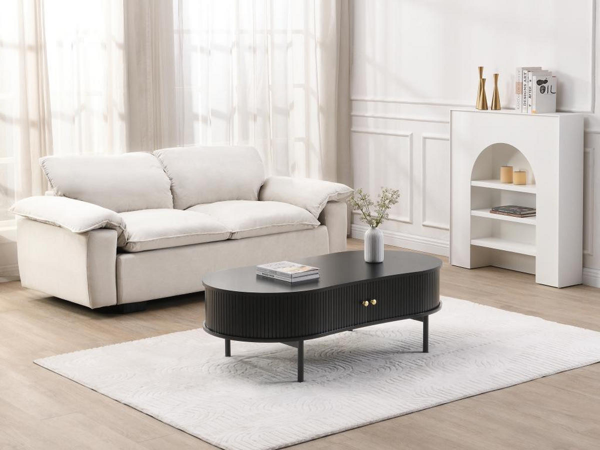 COUCHTISCH mit 2 Schiebetüren - MDF - Schwarz - SEVATO - Schwarz, Holz (120/60/40cm) - Vente-Unique