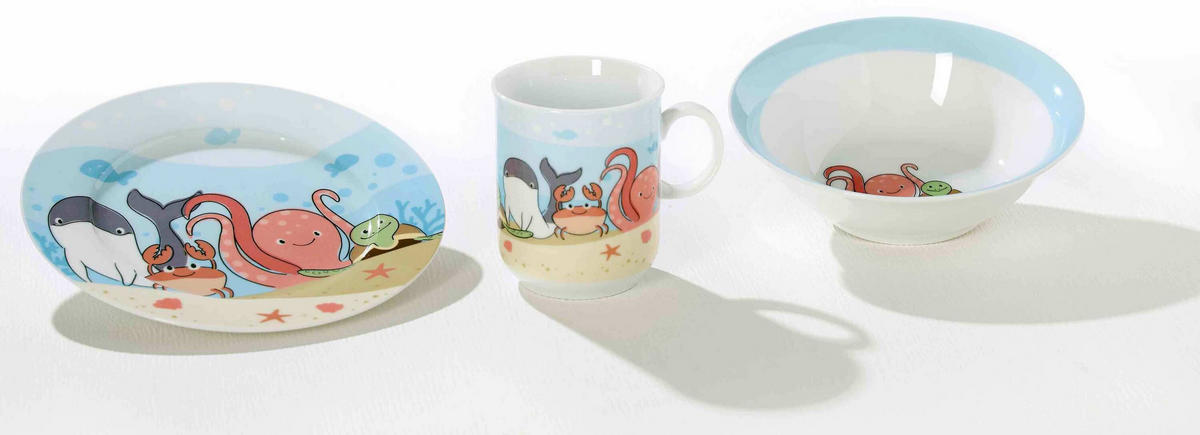 KINDERGESCHIRR MIT PLATZSET Unterwasserwelt bunt - Multicolor, Keramik (1/1/1cm) - Ritzenhoff Breker