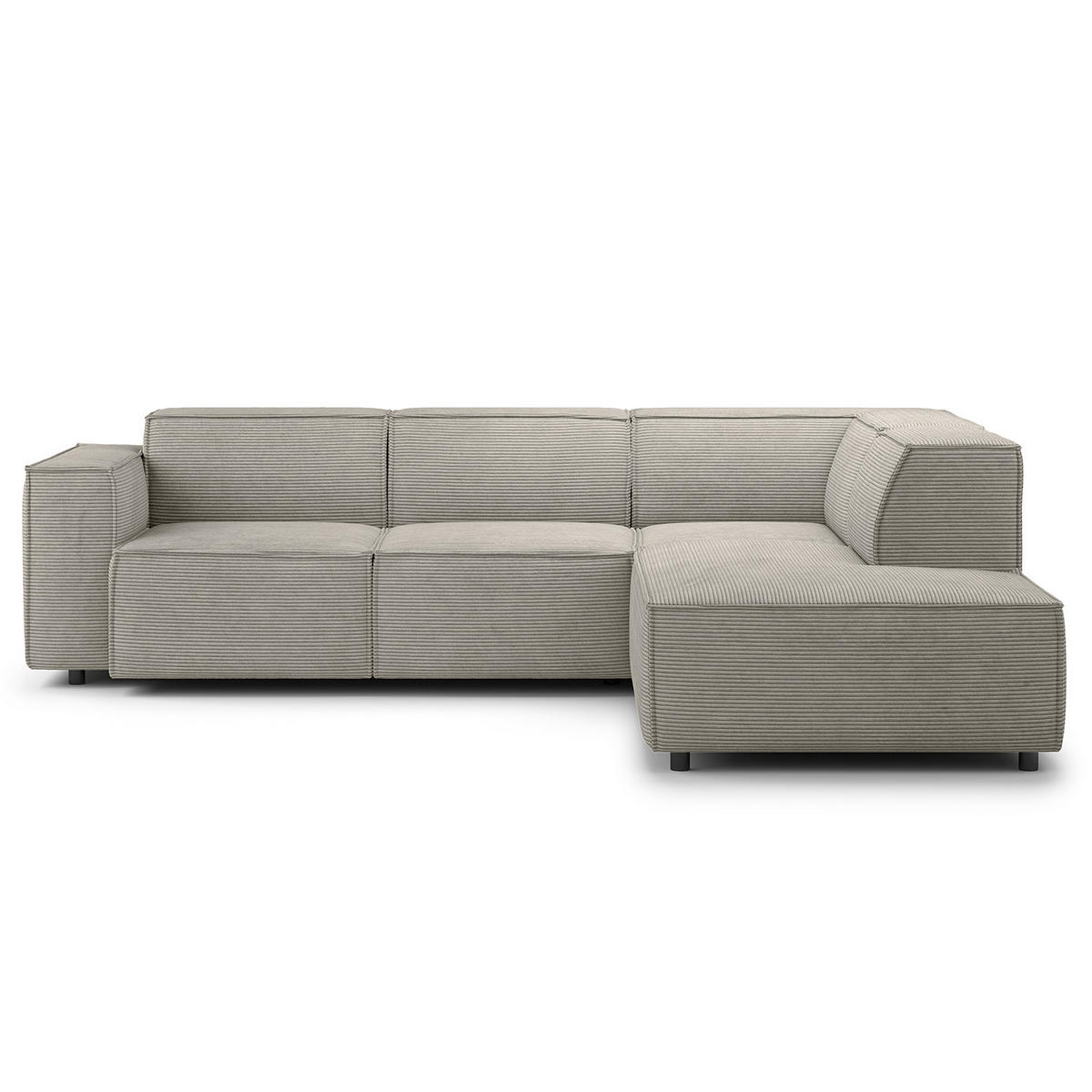 ECKSOFA mit Ottomane - Graubraun/Schwarz, Kunststoff/Textil (260/234cm) - home24