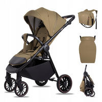 BUGGY Rombo, Klein und Leicht, Teleskopische Führung, Kompakt Faltbar, Wickeltasche, Reisetasche - Schwarz/Olivgrün, Textil/Metall (58/98cm) - BabyLux