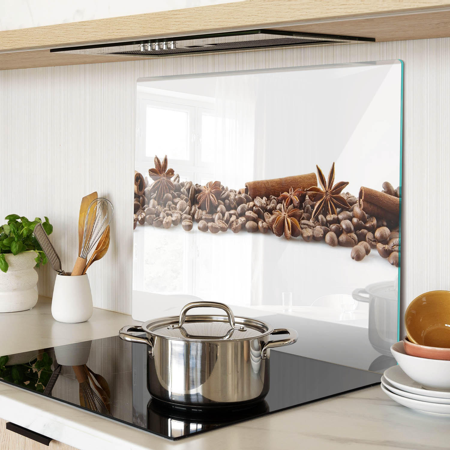GLASPLATTE 60x52 cm Kaffeebohnen und Zimt - Braun, Glas (60/0.4/52cm) - TULUP