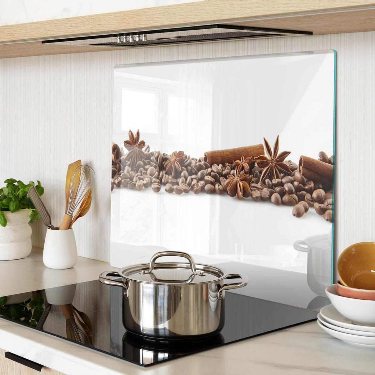 GLASPLATTE 60x52 cm Kaffeebohnen und Zimt - Braun, Glas (60/0.4/52cm) - TULUP