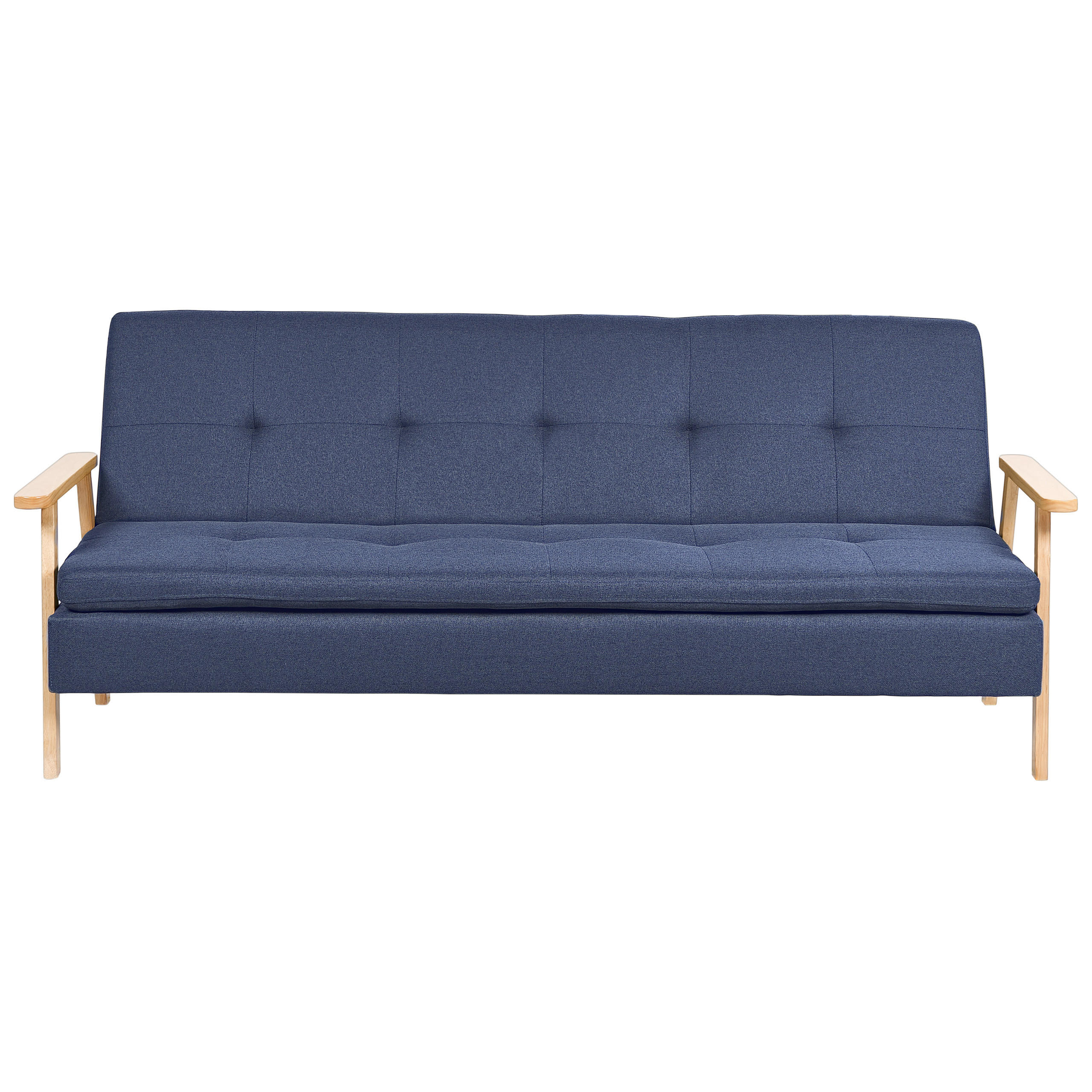 3-SITZER-SCHLAFSOFA marineblau Tjorn - Hellbraun/Blau, Textil (204/84/67cm) - Beliani