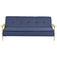 3-SITZER-SCHLAFSOFA marineblau Tjorn - Hellbraun/Blau, Textil (204/84/67cm) - Beliani