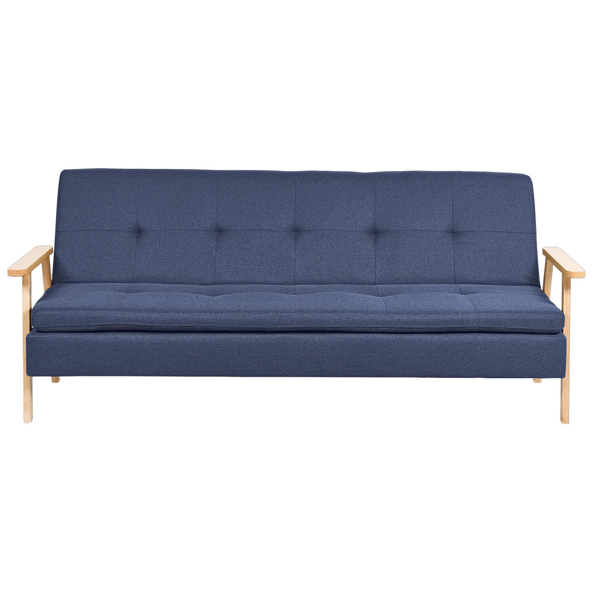 3-SITZER-SCHLAFSOFA marineblau Tjorn - Hellbraun/Blau, Textil (204/84/67cm) - Beliani