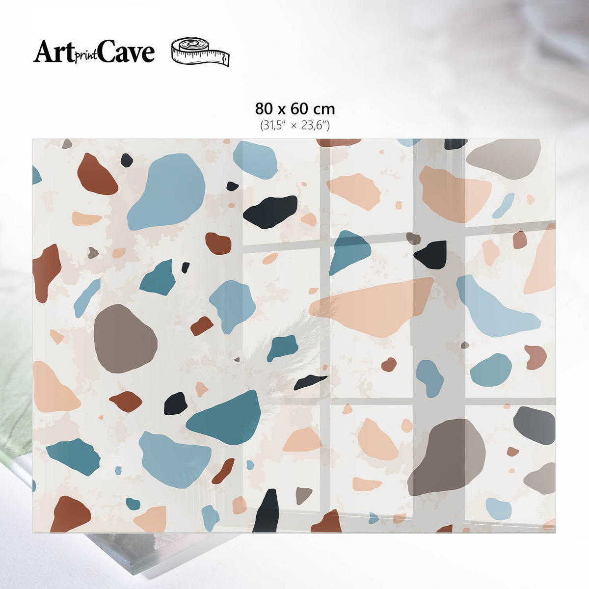GLASPLATTE 80x60 cm – Farbenfroher Terrazzo - Braun, Glas (0.4/80/60cm) - ArtPrintCave