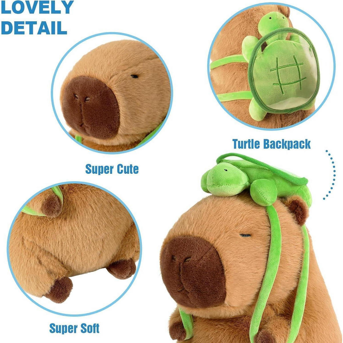 PLÜSCHTIER Capybara mit Schildkröte 35 cm - Braun, Textil (20/35cm)