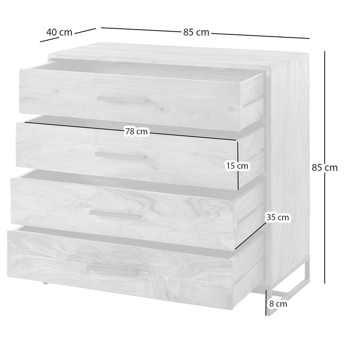 KOMMODE - Akazie massiv - Akaziefarben, Holz (85/85/40cm) - home24