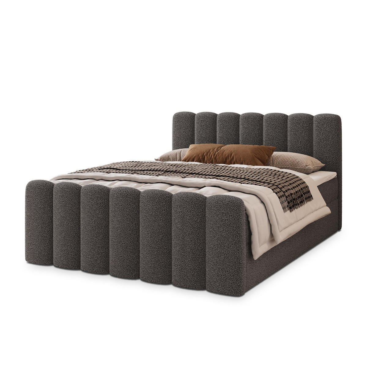 POSTEL BOXSPRING CELLA 160x200 cm, s matrací a úložným prostorem, šedá - šedá, kompozitní dřevo/textil (160/200cm) - MASSENO