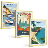 BILDER SET 3er Set - 40x60 cm Goldrahmen - Stadtansichten aus Griechenland, Kanada und Australien - Goldfarben, Kunststoff (40/60cm) - TULUP
