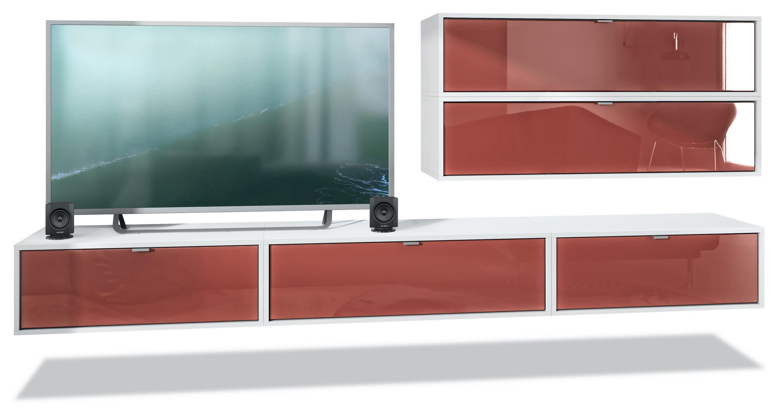 Vladon Wohnwand Bordeaux 260x150x37 cm