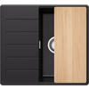 SPÜLBECKEN Kopenhagen, 2-er set Schwarz 55/50 cm 1 Becken + Ablauf-Set + Schneidebrett ab 40er Unterschrank - Chromfarben/Beige, Kunststoff (55/20/50cm) - Primagran