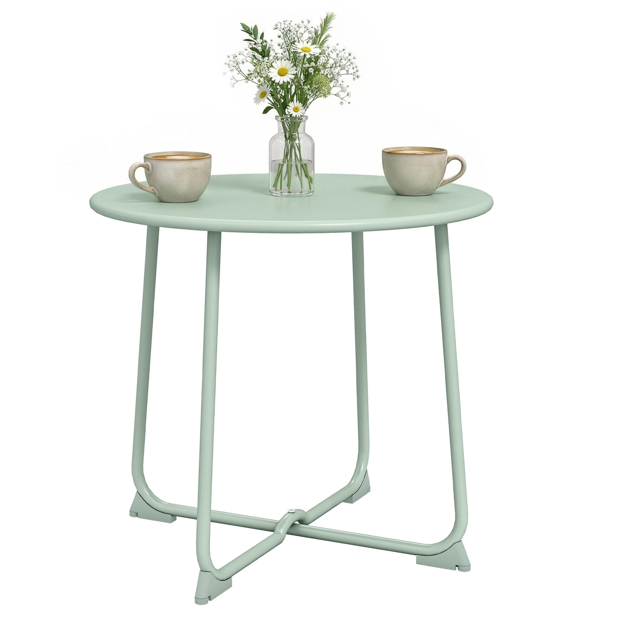 GARTENBEISTELLTISCH DE-14216 X-fuß, rund Dunkelgrün - Dunkelgrün, Metall (50/50/45.5cm) - ComfortXL