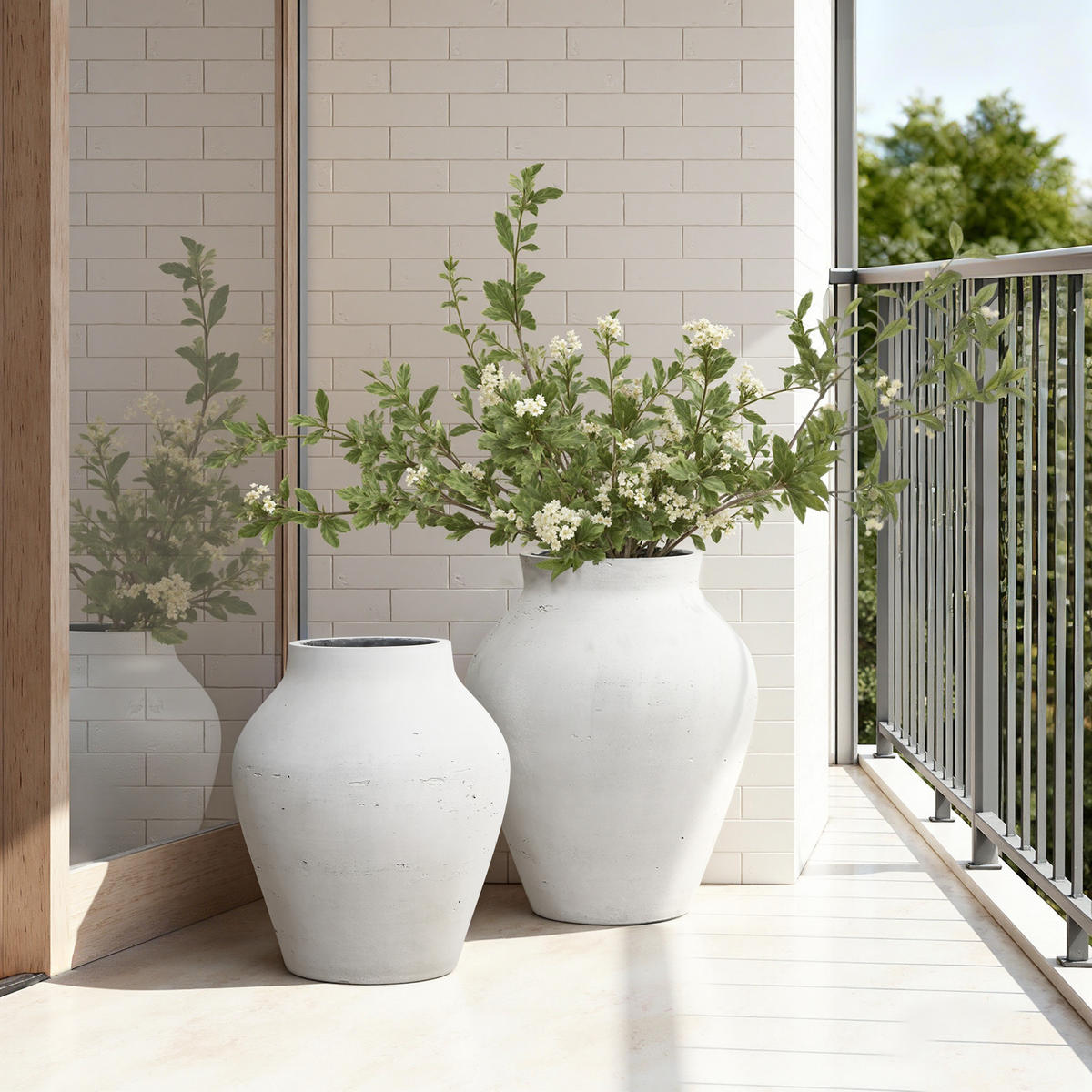 VASE Alba, 34 cm Hoch - Weiß, Naturmaterialien (34cm) - Hometopia
