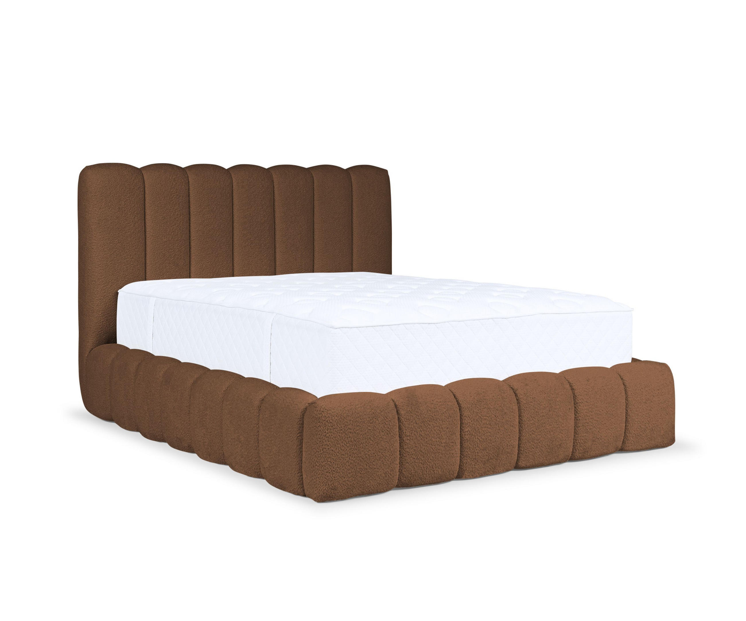POLSTERBETT CHLOE mit Bettkasten 180x200,Doppelbett mit Stauraum und Lattenrost,Boxspringbett-Optik,ohne Matratze,Schlafzimmer-Braun - Braun, Holz (180/200cm) - Furnistar