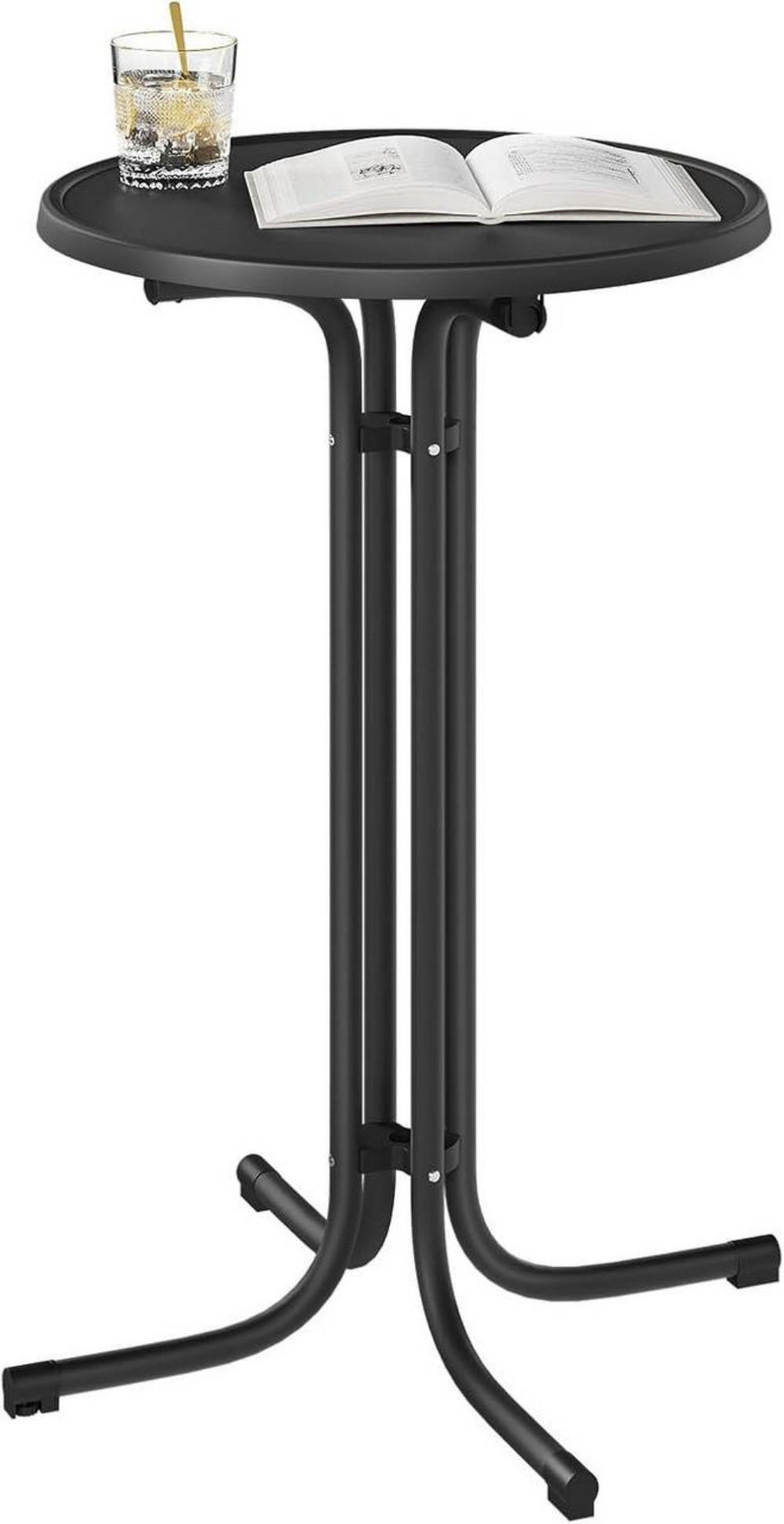 GARTENTISCH klappbar, mit Husse, Ø 70 cm, Schwarz - Schwarz, Holzwerkstoff/Metall (70/70/110cm) - Woltu