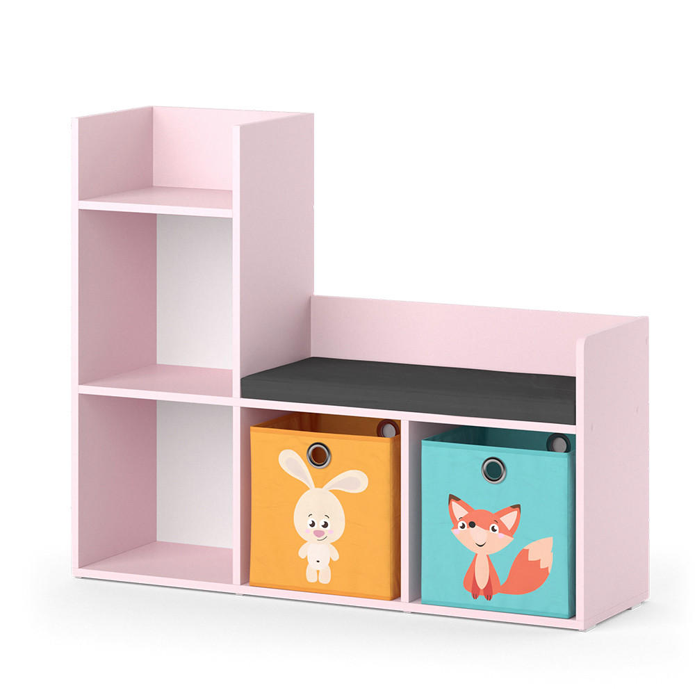 KINDERREGAL Luigi Rosa 107.2 x 88.6 cm mit 2 Faltboxen (bunt) - Pink, Holzwerkstoff (107.2/88.6/30.9cm) - Vicco
