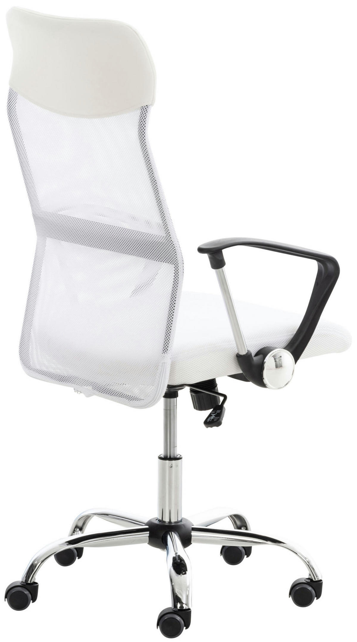 CHEFSESSEL Lederlook weiß - Chromfarben/Weiß, Textil/Metall (60/110/53cm) - CLP