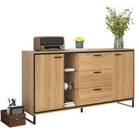 SIDEBOARD aus Spanplatte 160x40x85 cm Natur mit LED-Beleuchtung und verstellbaren Regalen - Naturfarben, Holzwerkstoff (160/85/40cm) - IVMEU