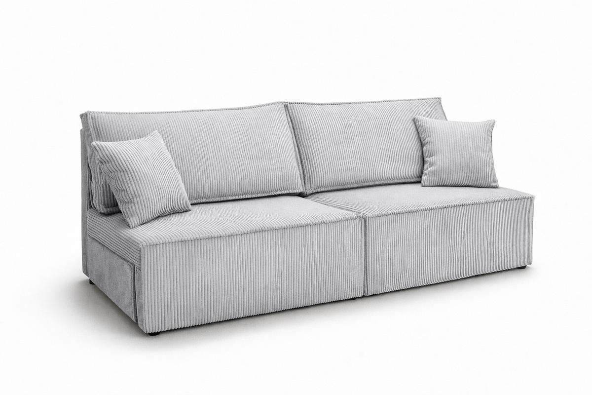 SOFA Mit Schlaffunktion Und Bettkasten, Cordstoff Poso, Grün, BEST MINI - Hellgrau, Holz (200/83/98cm) - Kaiser Möbel