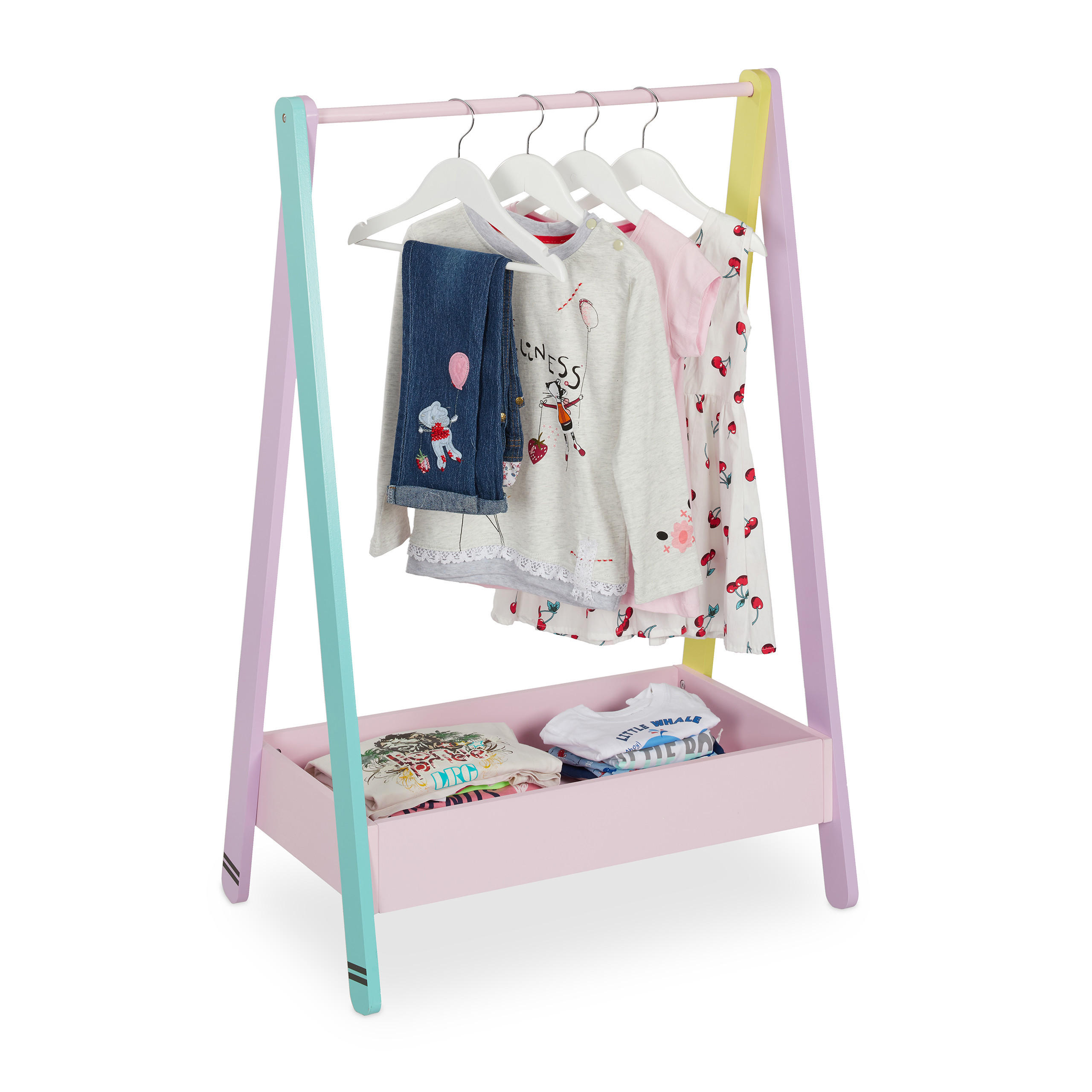KLÄDSTÄLLNING flerfärgad för barn med hylla 99 cm Multicolor 99/64.5/42 cm