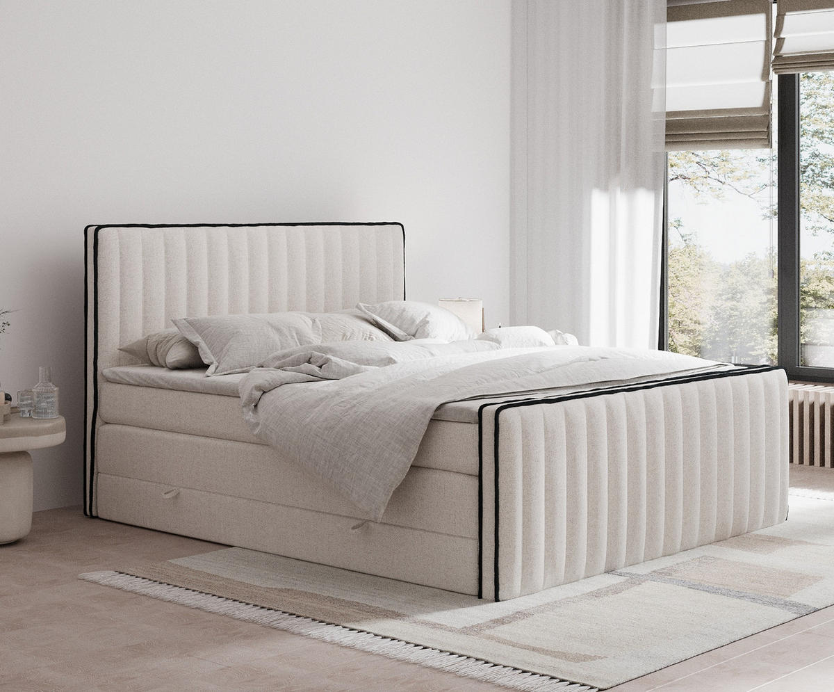 BOXSPRINGBETT Nocturne Beige 180/200 cm - Beige/Schwarz, Holz/Holzwerkstoff (180/200cm) - Maison de Reve