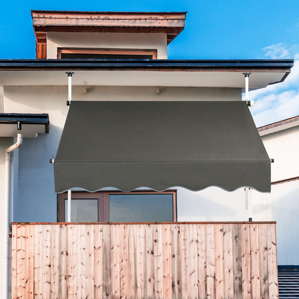 KLEMMMARKISE Grau - Grau, Metall (150/300/125cm) - COSTWAY