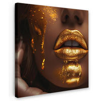 LEINWANDBILD Frau - Gold - Luxus - Porträt 90x90 cm - Goldfarben, Textil (90/90cm) - MuchoWow