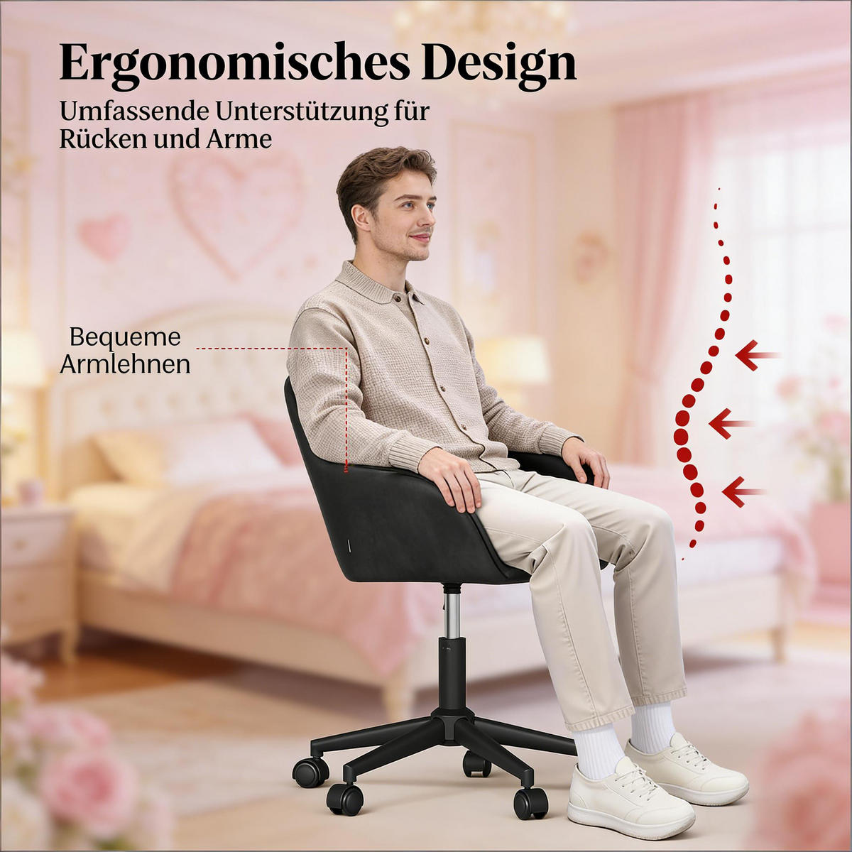 BÜROSTUHL Schwarz 40,5/40/86 cm - Schwarz, Metall (61/40/40.5cm) - PANGIVO
