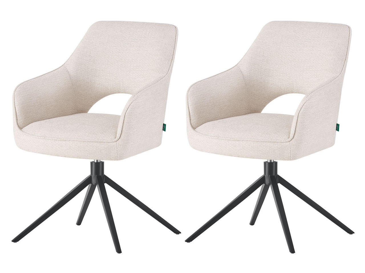 ESSZIMMERSTUHL THOMAS-ANNA 2er-Set 360°drehbar - Schwarz/Weiß, Textil (58/87/52cm) - DUBI Möbel