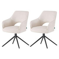 ESSZIMMERSTUHL THOMAS-ANNA 2er-Set 360°drehbar - Schwarz/Weiß, Textil (58/87/52cm) - DUBI Möbel
