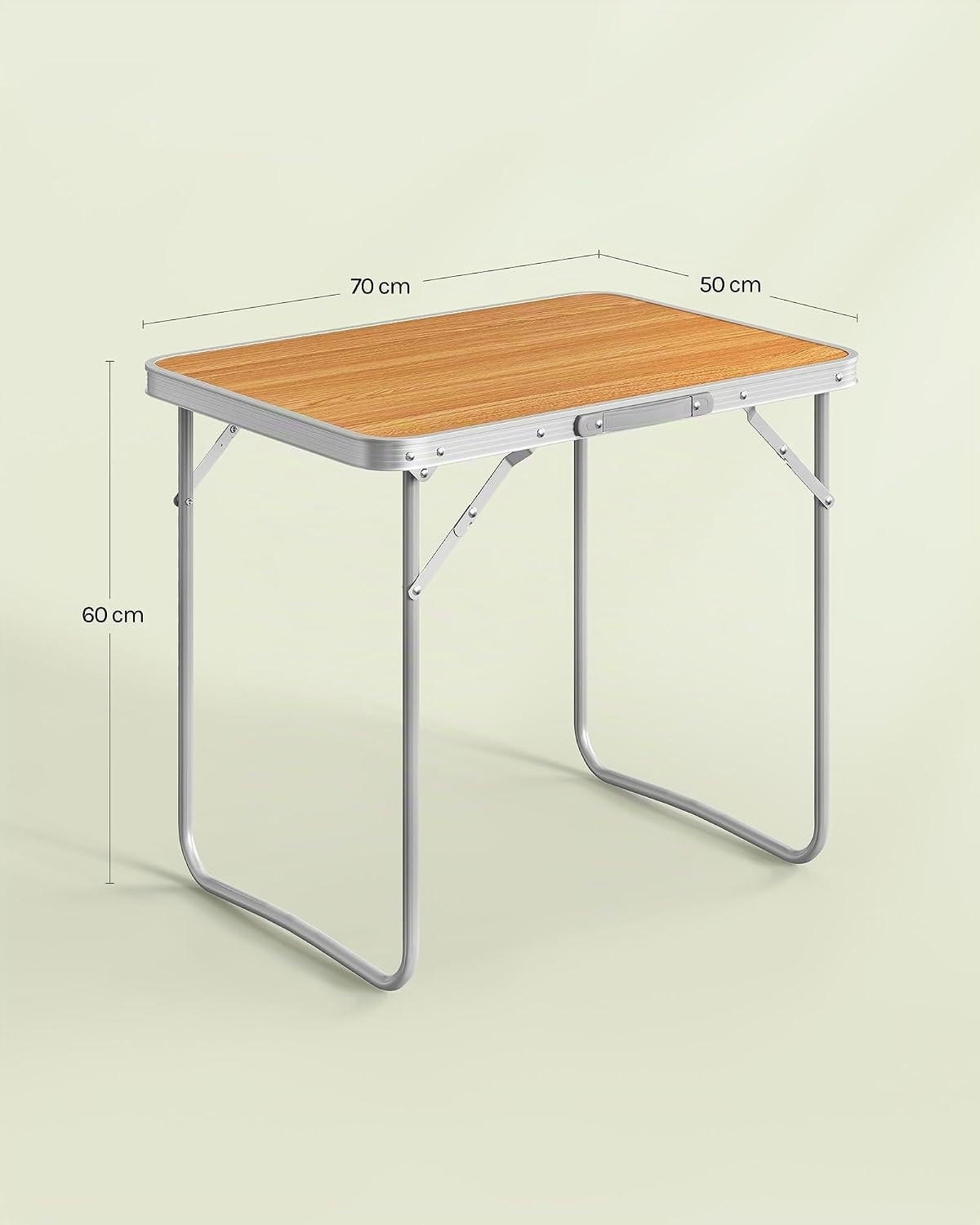 CAMPINGTISCH mit Griff Klappbar 70 x 50 x 60 cm Eiche - Eichefarben, Metall (70/50/60cm) - Woltu