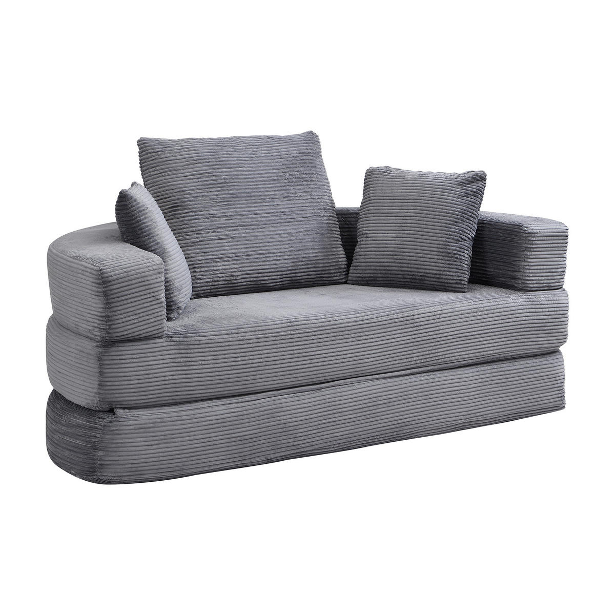 SCHLAFSOFA 173/88/60 cm Grau mit 3 Kissen - Grau, Textil (176/40/173cm) - Oxeza