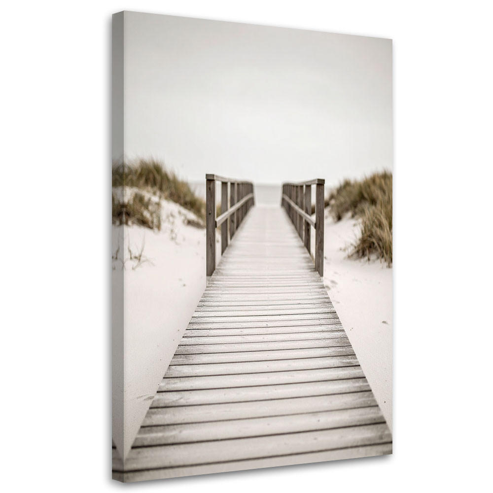 LEINWANDBILD Pier Strandlandschaft Natur 80x120cm - Beige, Textil (80/120cm) - Feeby