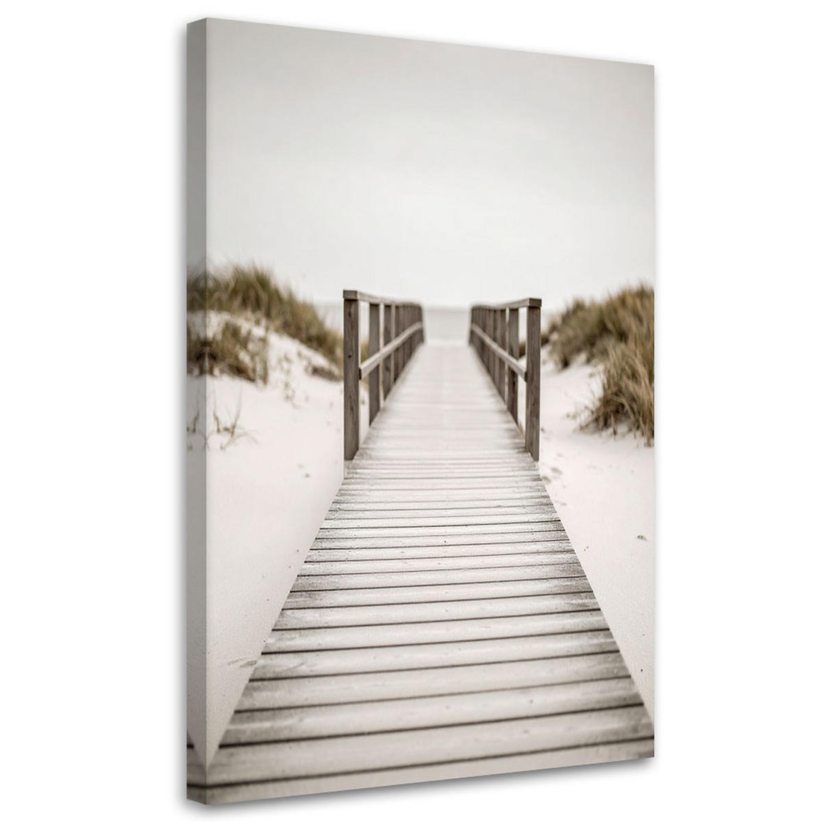 LEINWANDBILD Pier Strandlandschaft Natur 80x120cm - Beige, Textil (80/120cm) - Feeby