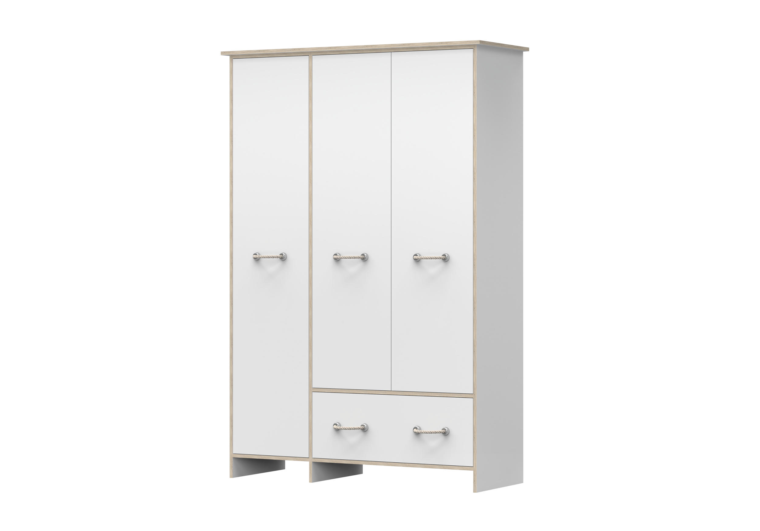 DREHTÜRENSCHRANK - Schrank Perseus 3D - Weiß, Holzwerkstoff (133/200/50cm) - Möblo